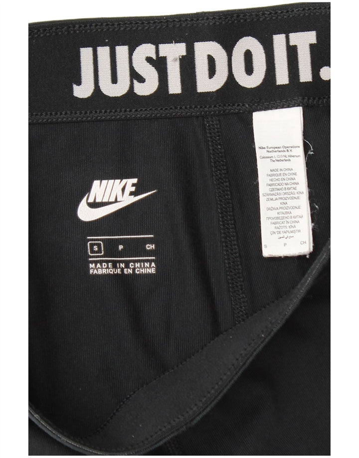 Nike Womens Graphic Leggings UK 10 Small Schwarz Baumwolle