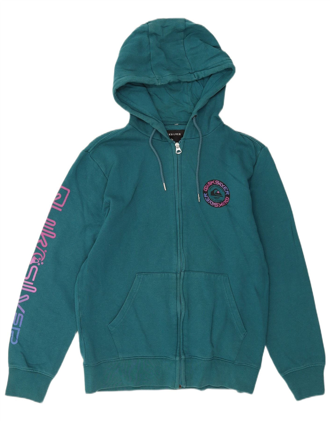 Quiksilver Herren-Kapuzenpullover mit grafischem Reißverschluss, mittelblaue Baumwolle