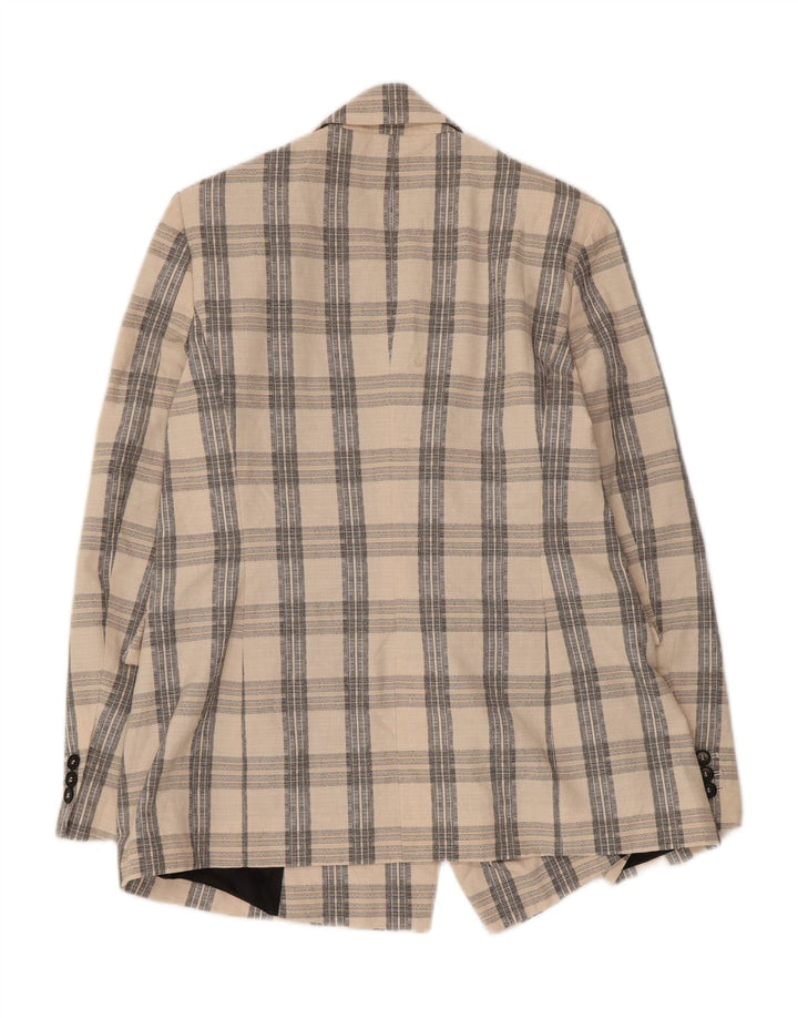 Zweireihiger Blazer für Herren von Zara, Gr. 38, mittelbeigefarbenes Karo-Acetat