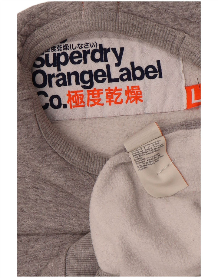 SUPERDRY Herren-Sweatshirt-Pullover, große, grau gesprenkelte Baumwolle