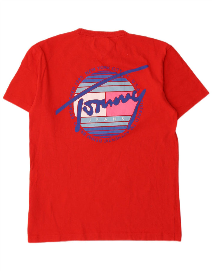 Tommy Hilfiger Herren-T-Shirt mit Grafik, mittelrote Baumwolle