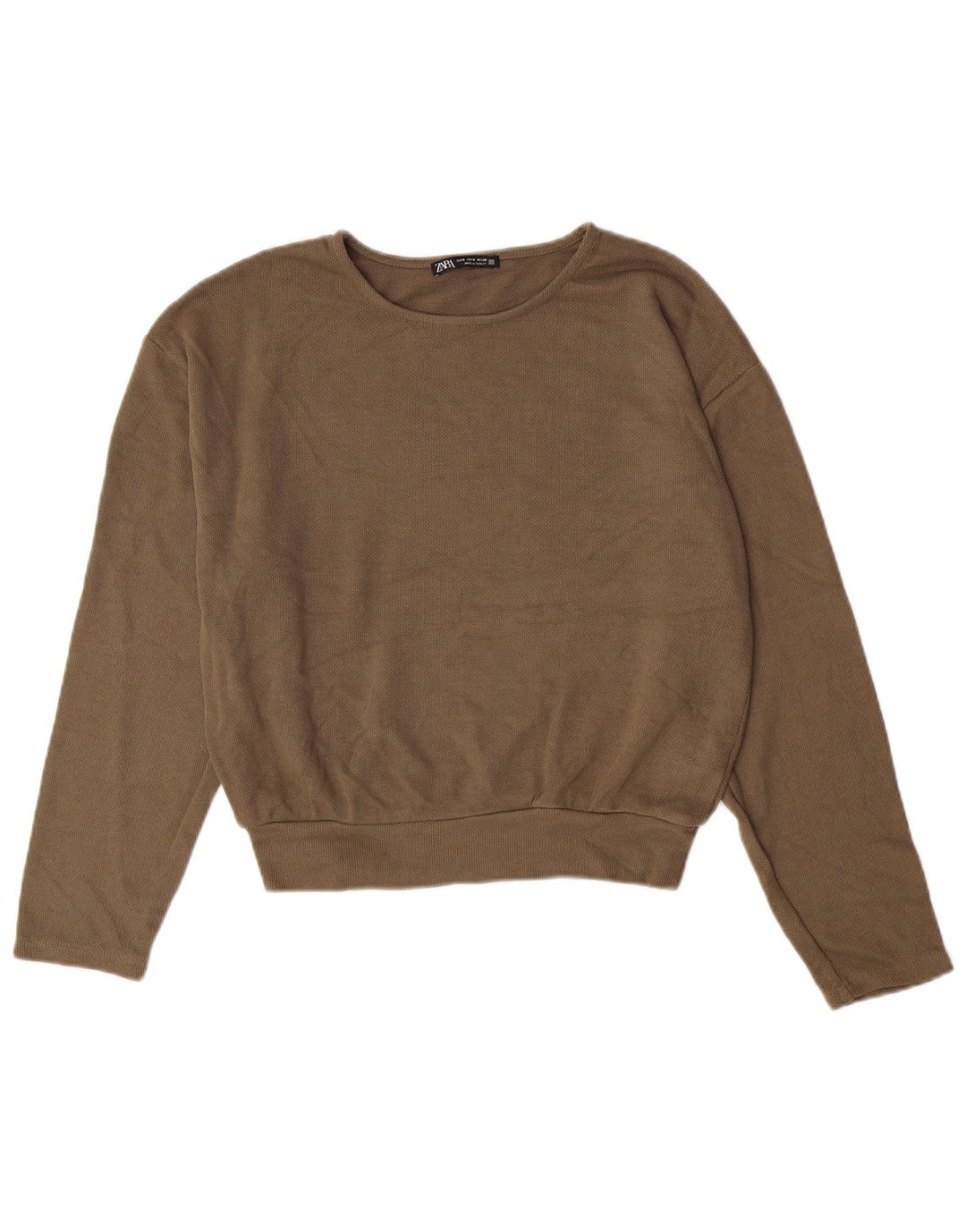 ZARA Damen Sweatshirt-Pullover UK 12 Mittelbraune Viskose