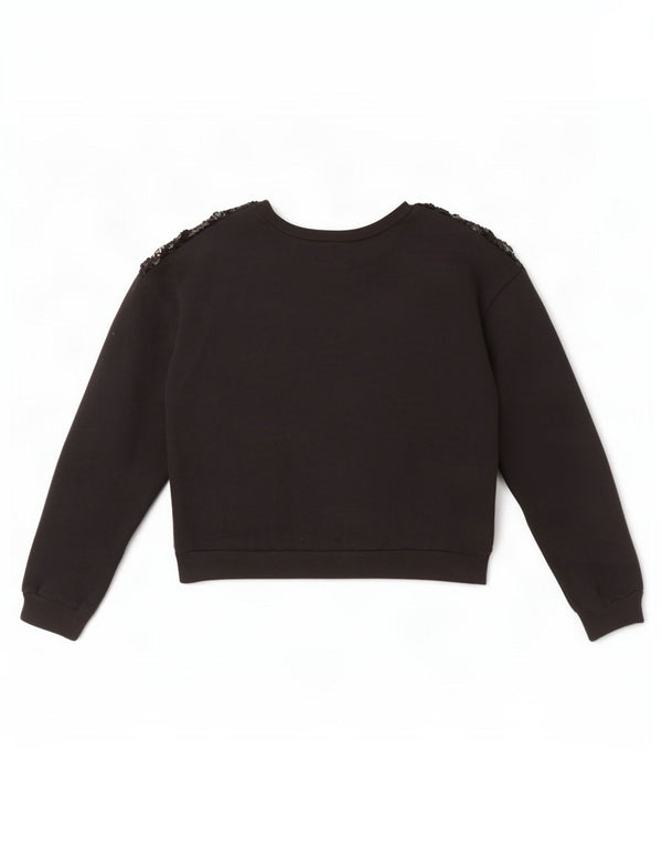 Hollister Damen Crop Sweatshirt Pullover UK 16 Large Schwarz
