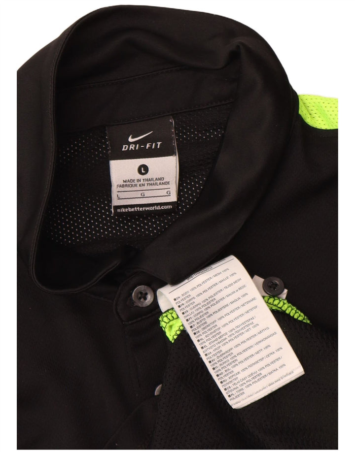 Nike Herren Dri Fit Poloshirt, groß, schwarzes Colourblock-Polyester