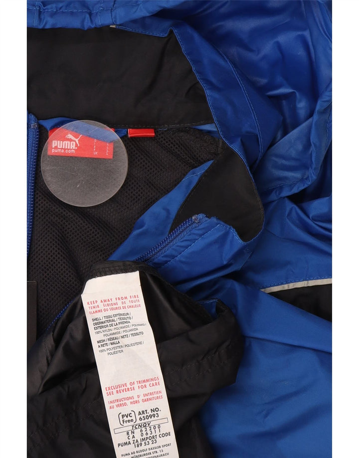Puma Herren-Regenjacke mit Kapuze, Größe 40, groß, blaues Colourblock-Nylon