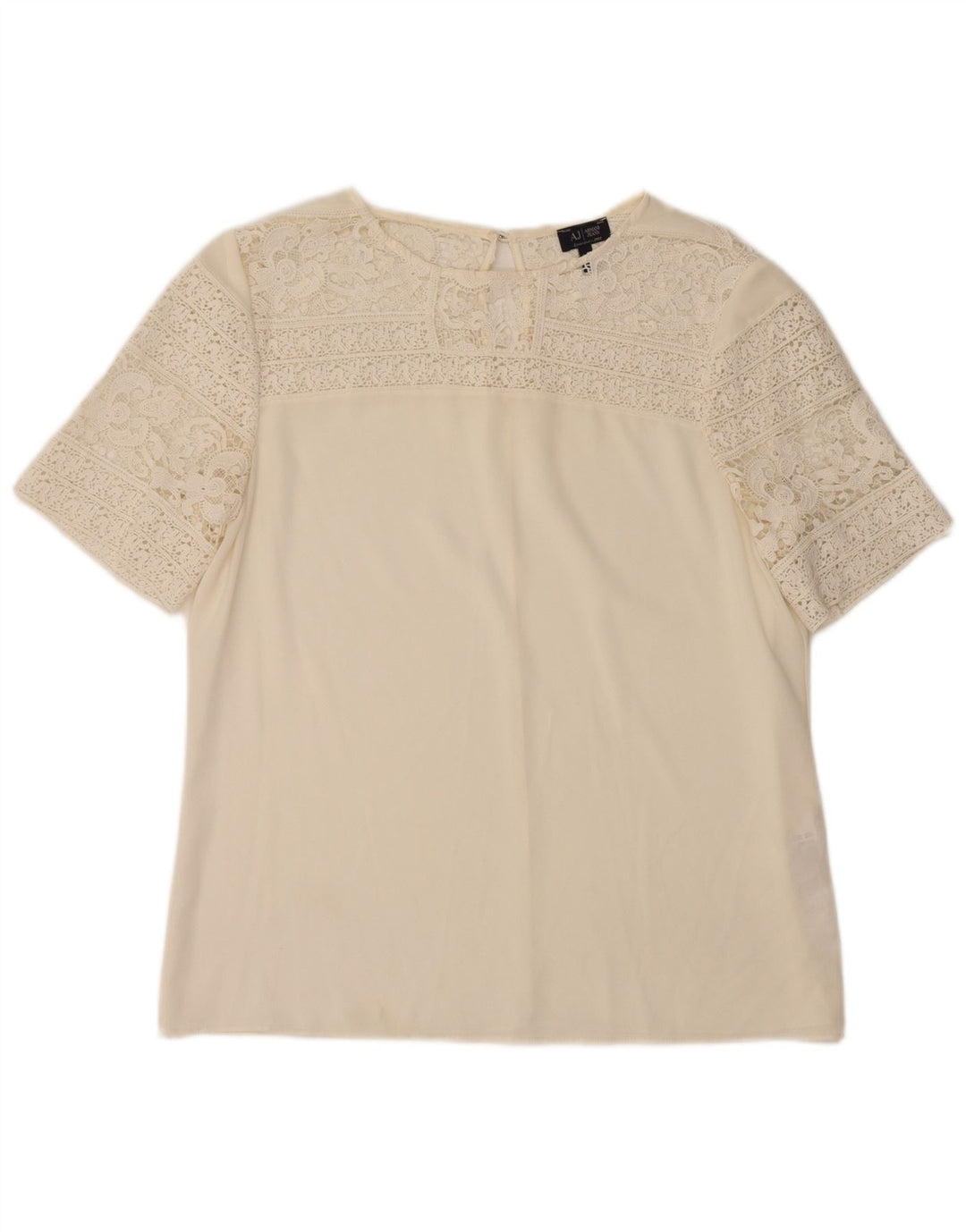 ARMANI JEANS Womens Blouse Top IT 46 Large Off White Cotton