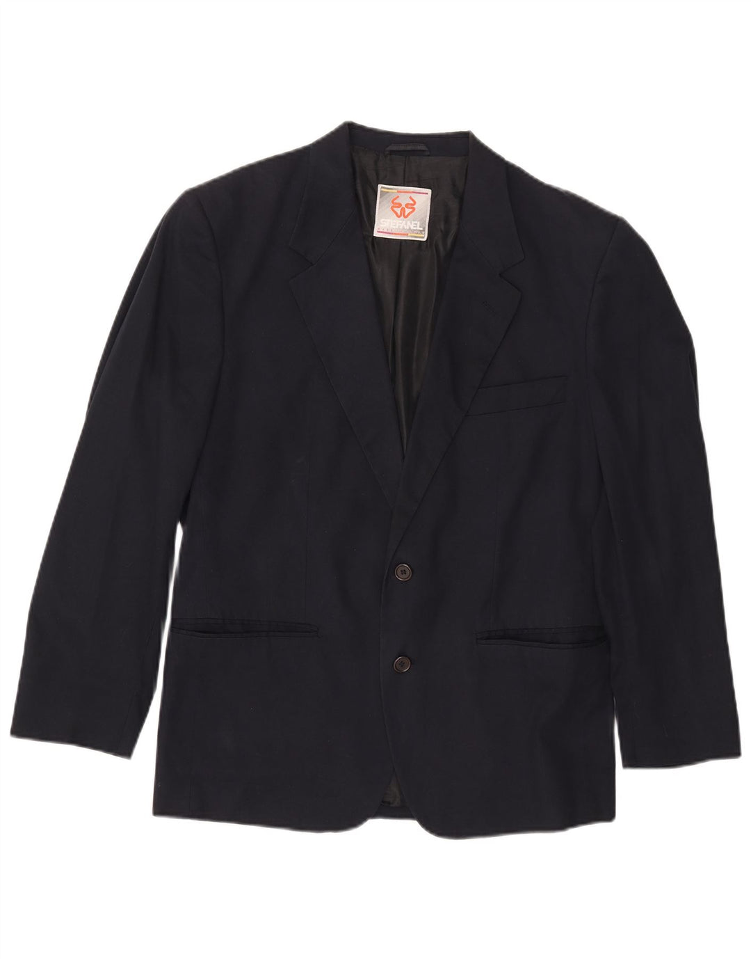 Stefanel Herren-Blazer mit 2 Knöpfen, UK 38, mittelmarineblaue Baumwolle