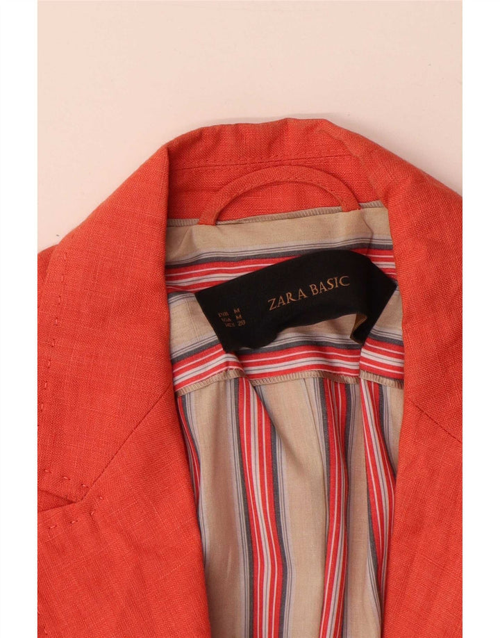 Zara Damen 1-Knopf-Blazerjacke UK 12 Mittelorange