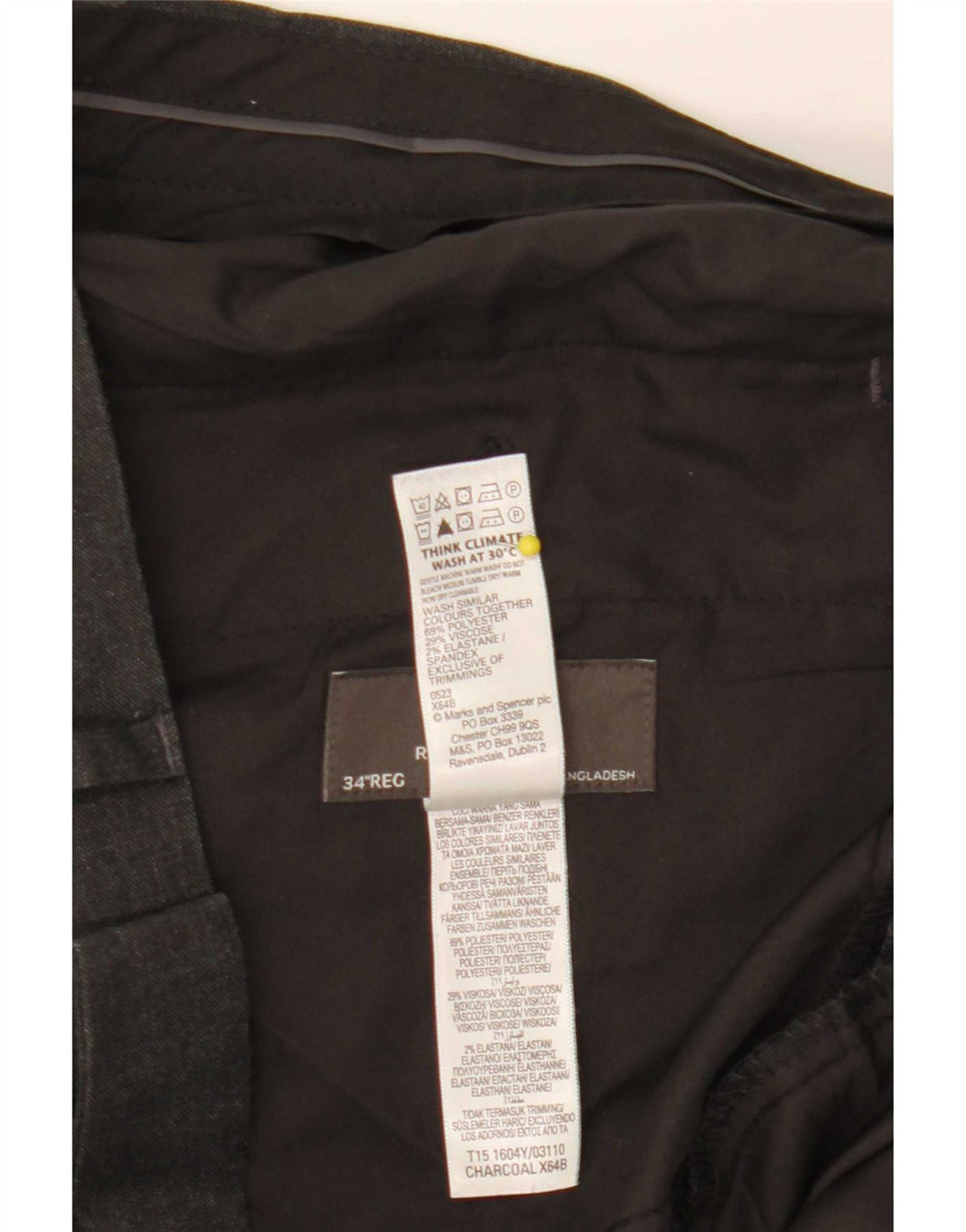 Marks & Spencer Herren-Anzughose in normaler Passform, W34, L31, grau, Polyester