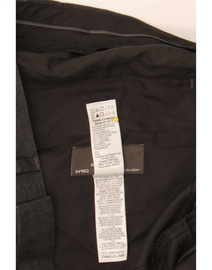 Marks & Spencer Herren-Anzughose in normaler Passform, W34, L31, grau, Polyester