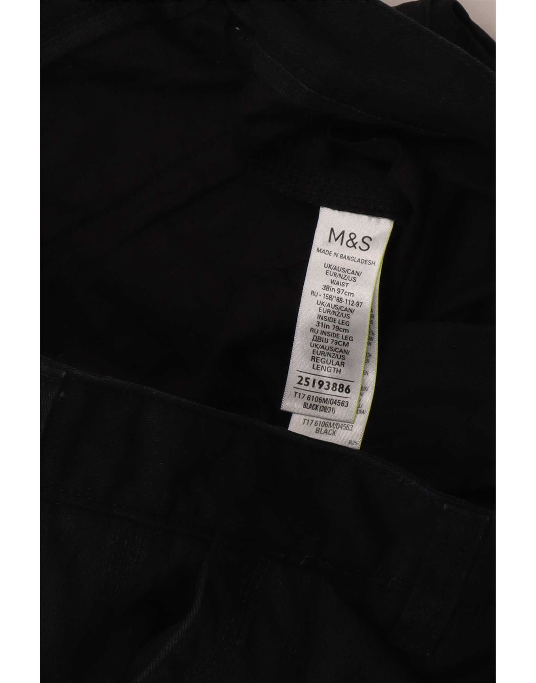 Gerade Herren-Cargohose von Marks & Spencer, W38, L31, schwarze Baumwolle
