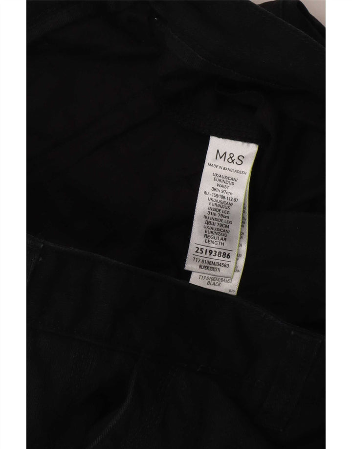 Gerade Herren-Cargohose von Marks & Spencer, W38, L31, schwarze Baumwolle