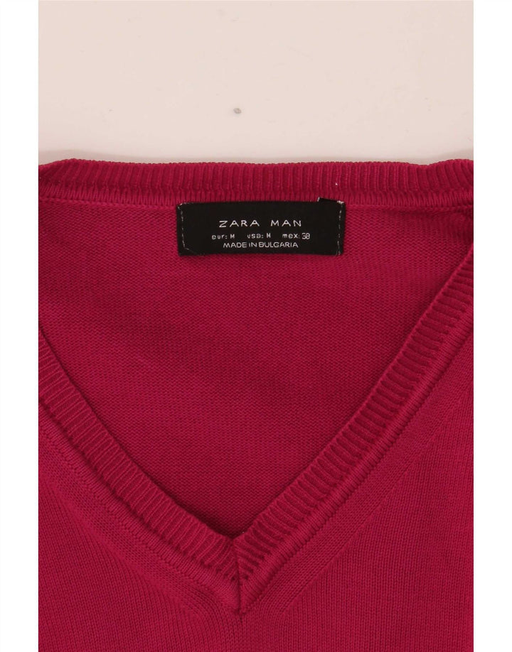 Zara Herren Pullover mit V-Ausschnitt Mittelrosa
