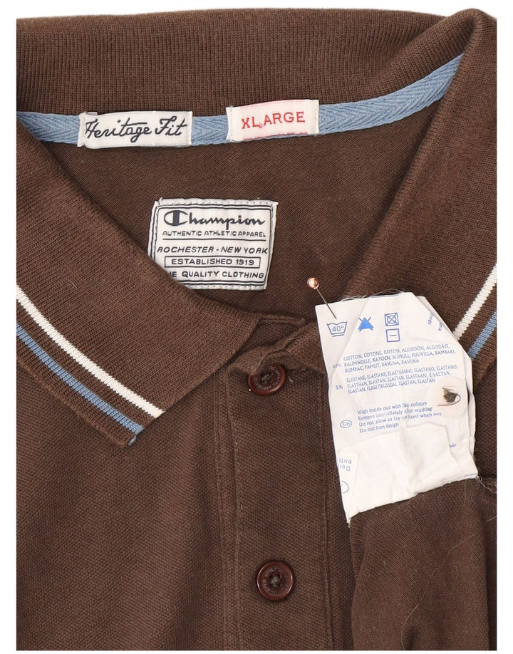 CHAMPION Herren Heritage Fit Poloshirt XL Braun Baumwolle