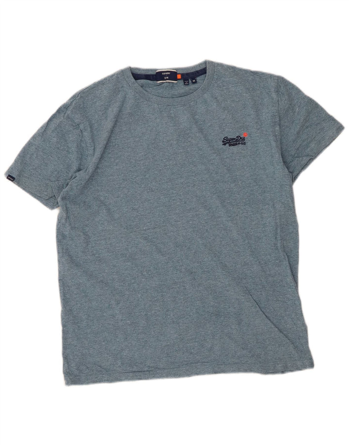 SUPERDRY Herren T-Shirt-Oberteil aus mittelblau gesprenkelter Baumwolle
