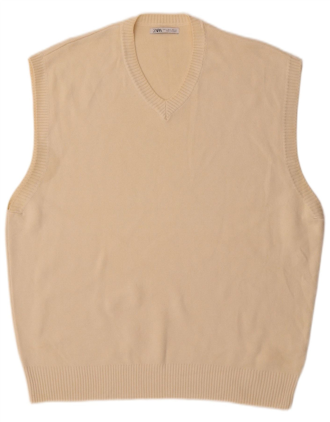 Zara Herren Weste Tank Top Large Beige Baumwolle
