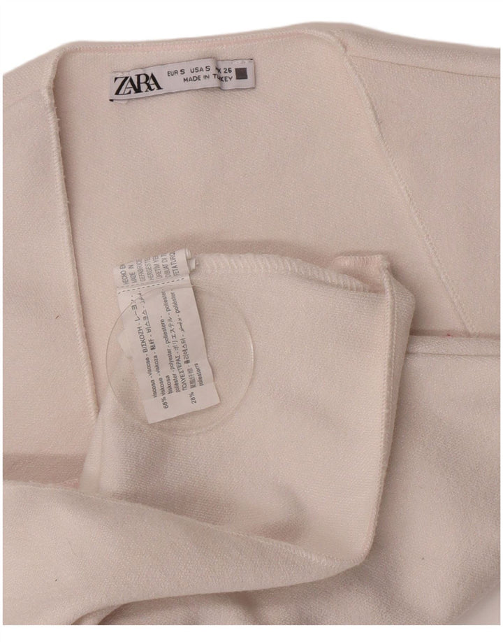 Zara Damen Crop Ärmelloses Blusenoberteil UK 8 Small Weiße Viskose