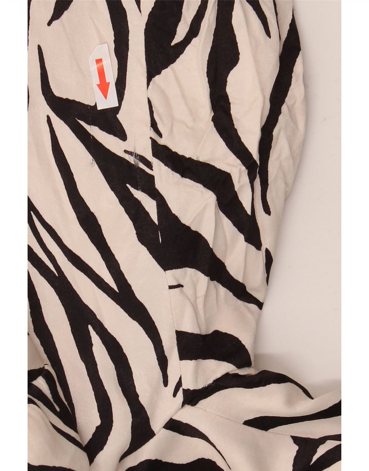 Offene Blazerjacke mit 3/4-Ärmeln von Zara für Damen, UK 14, mittelweiß, mit Tiermuster