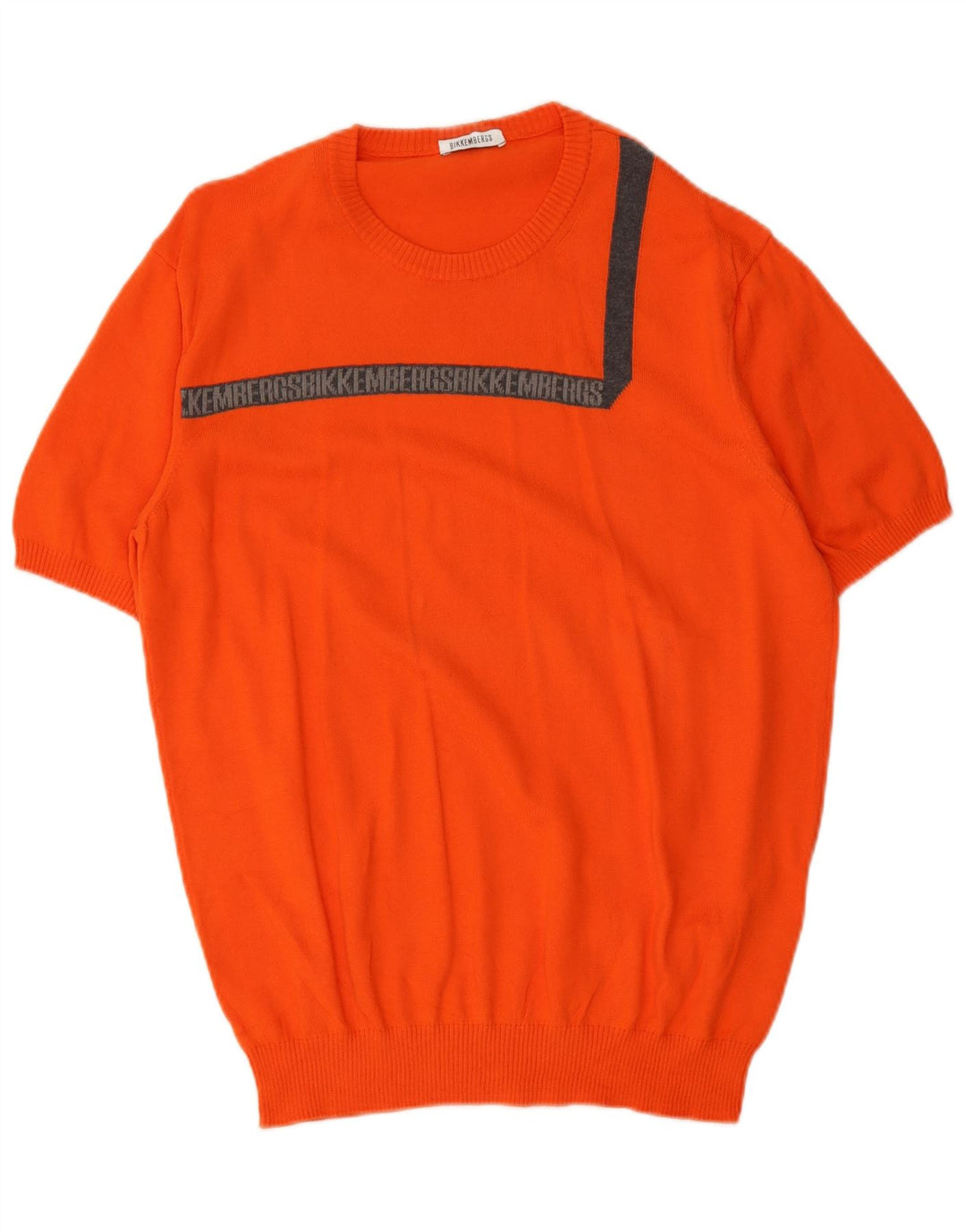 Bikkembergs Herren-Pullover mit grafischem Rundhalsausschnitt, groß, aus orangefarbener Baumwolle