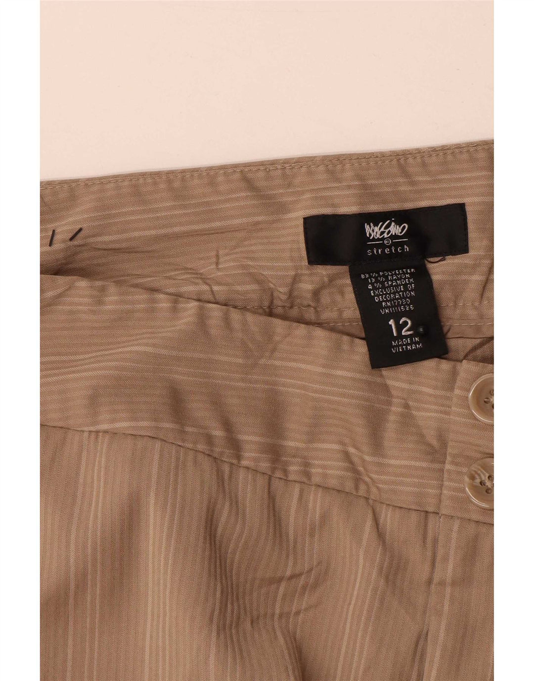 Mossimo Damen Chino-Shorts US 12 Large W32 Beige gestreift Polyester