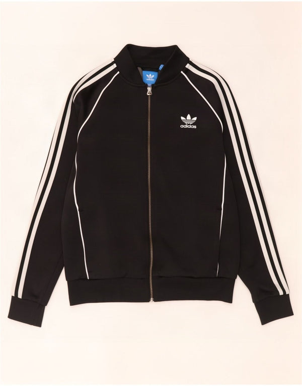 Adidas Damen Trainingsanzug Top Jacke UK 14 Medium Schwarz Polyester