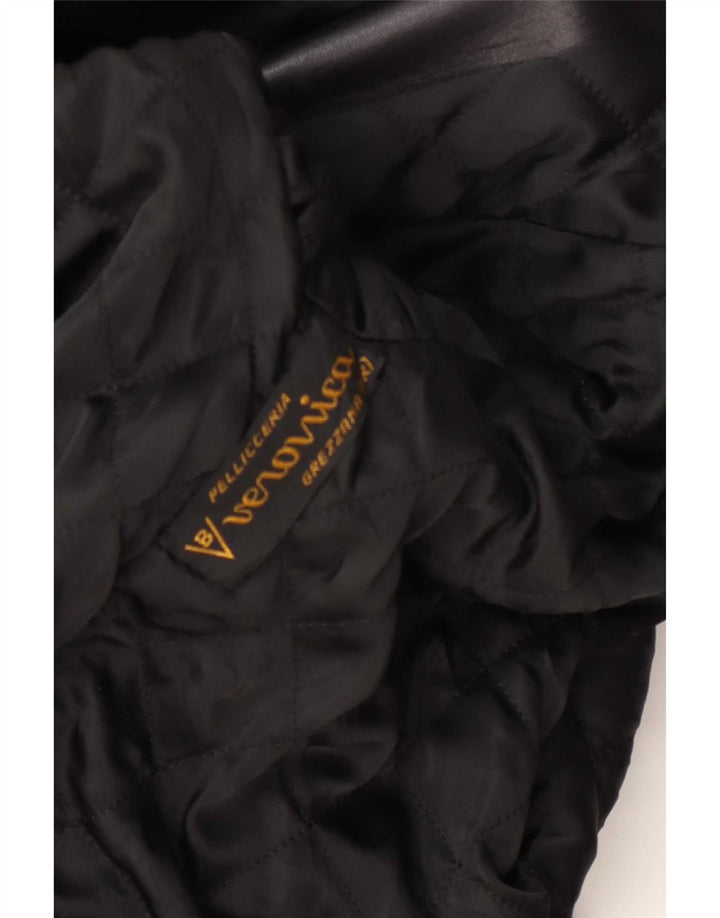 Vintage Damen Leder 3 Knopf Blazer Jacke UK 18 XL Schwarz