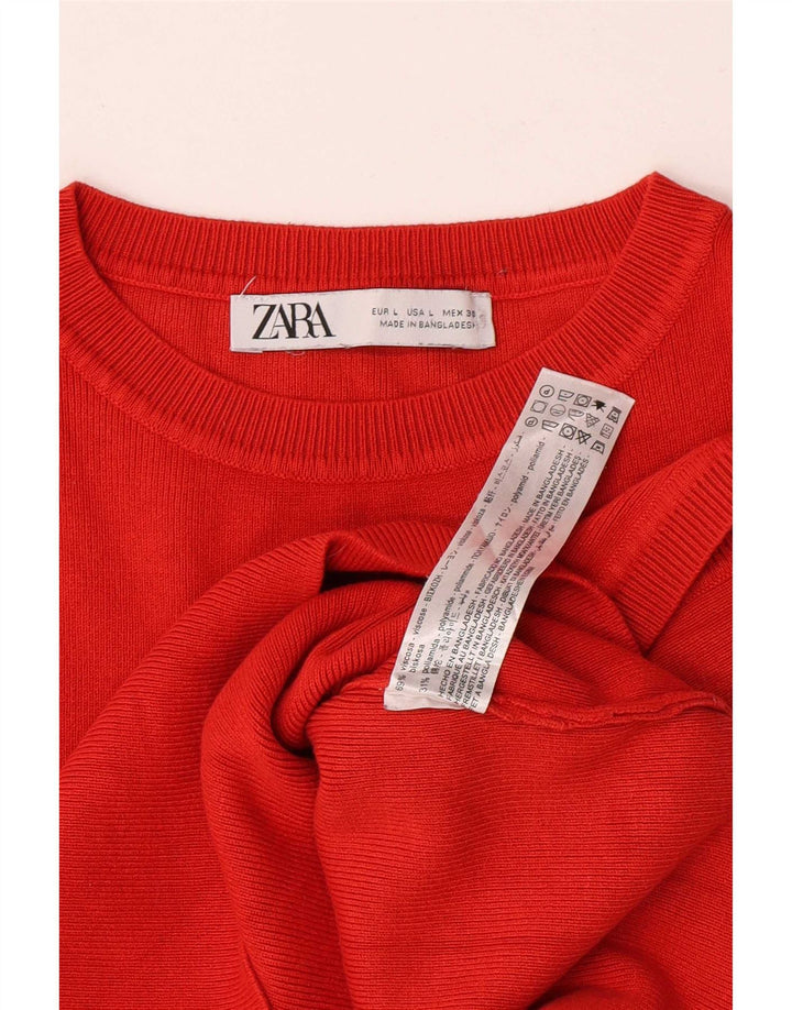 Zara Damen Crop Vest Top UK 14 Große rote Viskose