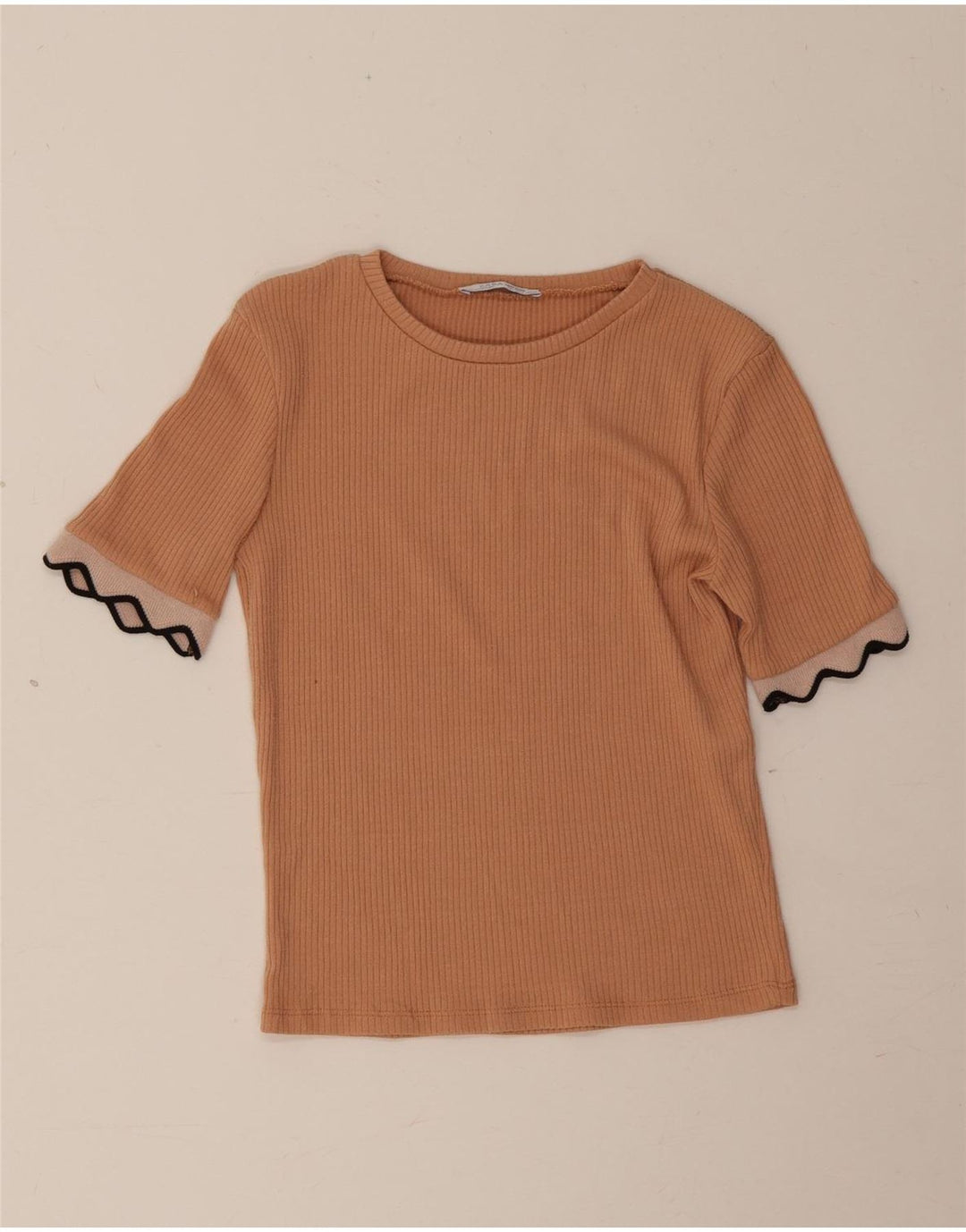 Zara Damen Crop T-Shirt Top UK 10 Small Braun Polyester