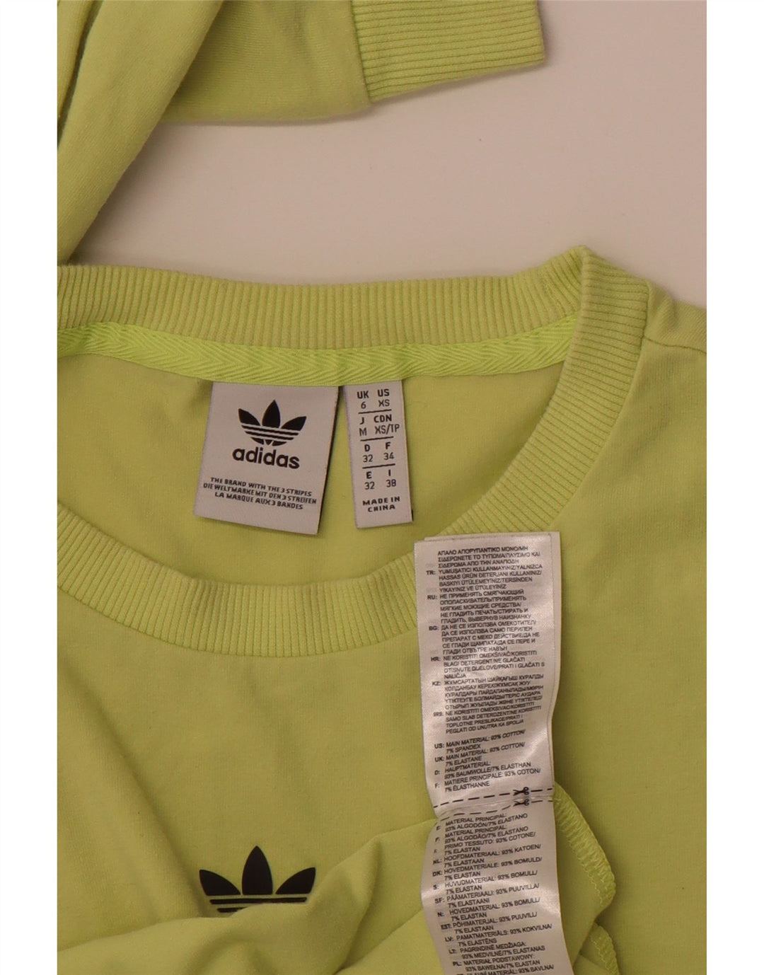 ADIDAS Damen Graphic Top Langarm UK 6 XS Grüne Baumwolle