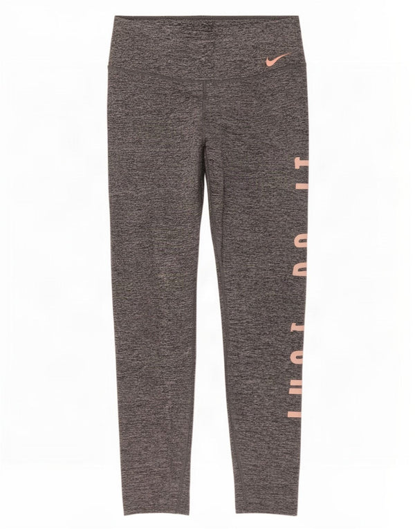 Nike Womens Graphic Leggings UK 12 Mittelgrau geflecktes Polyester