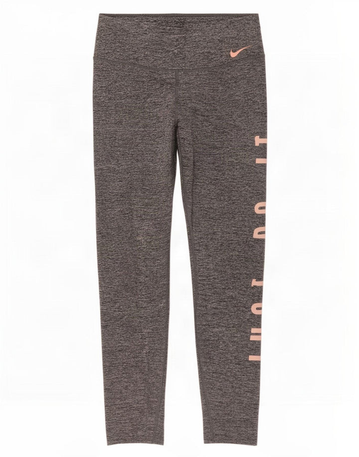 Nike Womens Graphic Leggings UK 12 Mittelgrau geflecktes Polyester