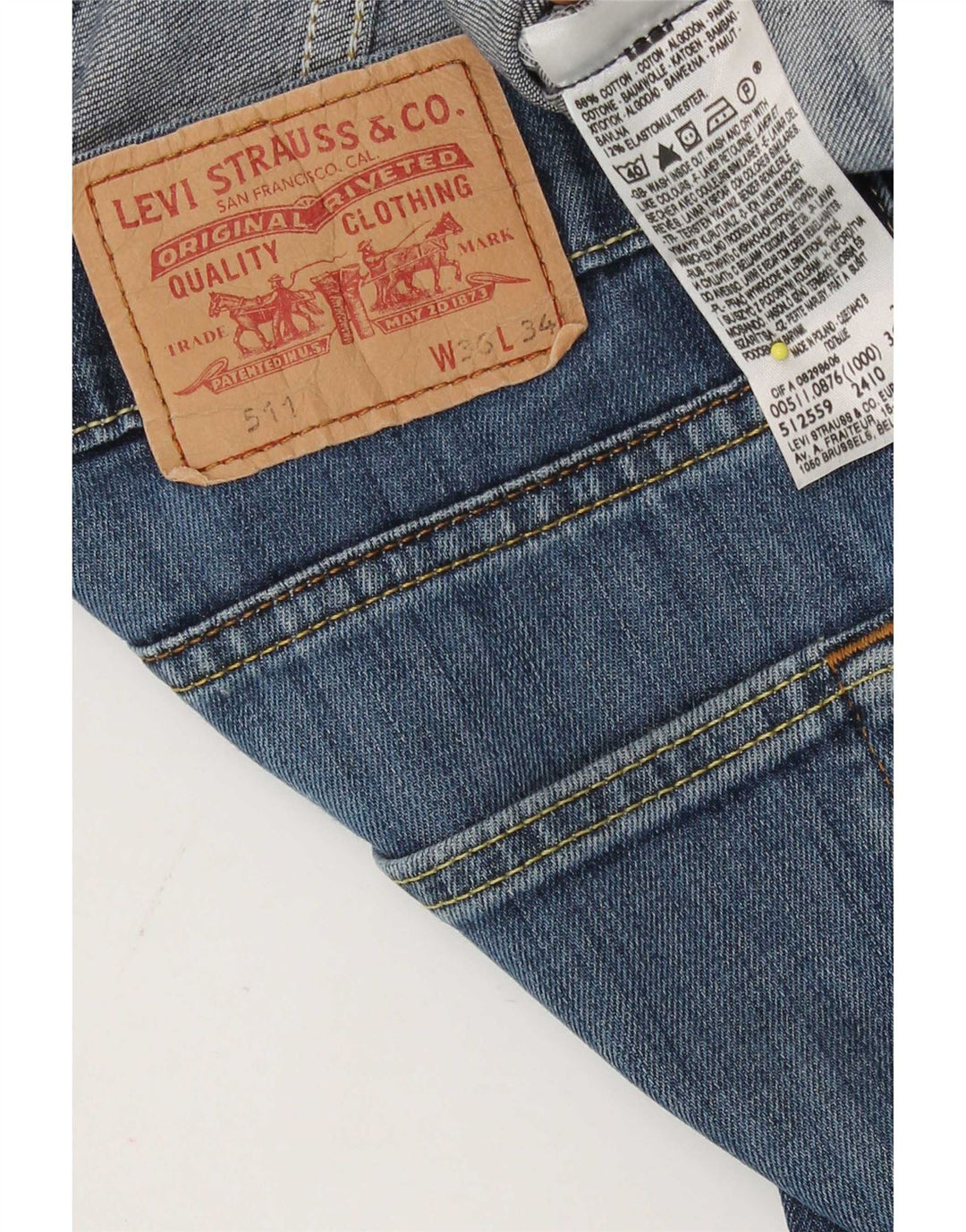 Levi's Damen 511 Slim Jeans W36 L27 Blaue Baumwolle