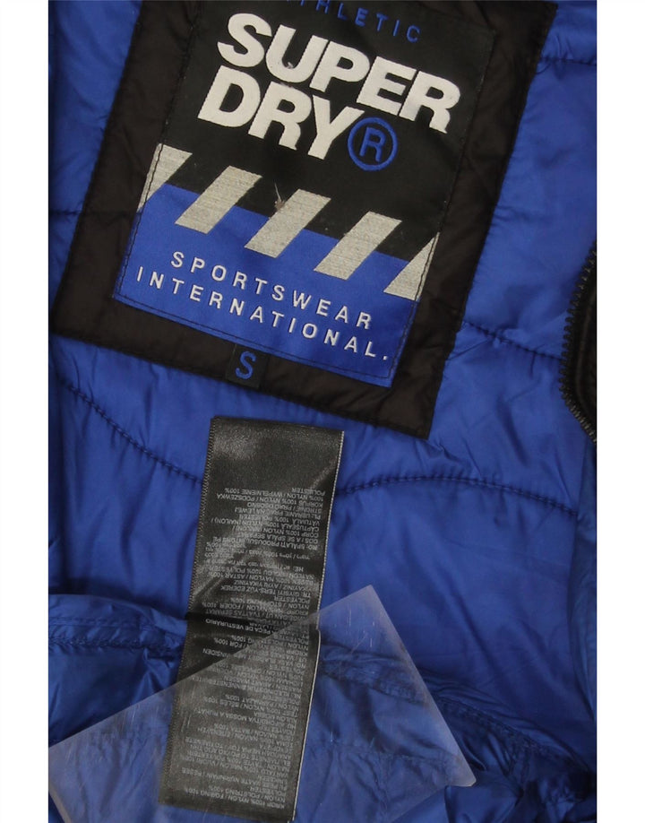 SUPERDRY wattierte Herrenjacke mit Kapuze, UK 36, Small, schwarzes Nylon