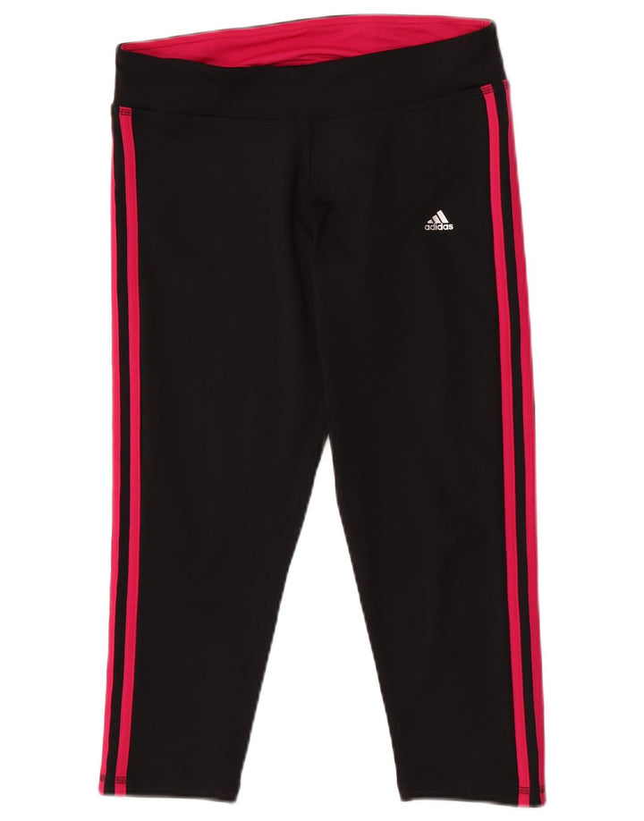 Adidas Damen Climalite Capri Leggings UK 12/14 Medium Schwarz Polyester