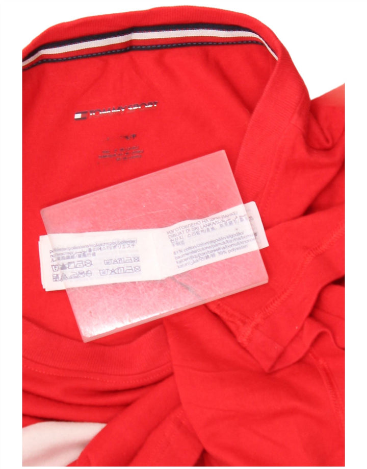 TOMMY HILFIGER Herren Grafik-T-Shirt-Oberteil Mittelrote Colourblock-Baumwolle