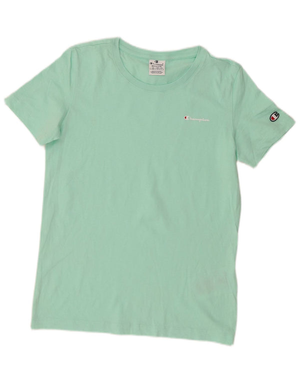 Champion Damen T-Shirt Top UK 12 Medium Türkis Baumwolle