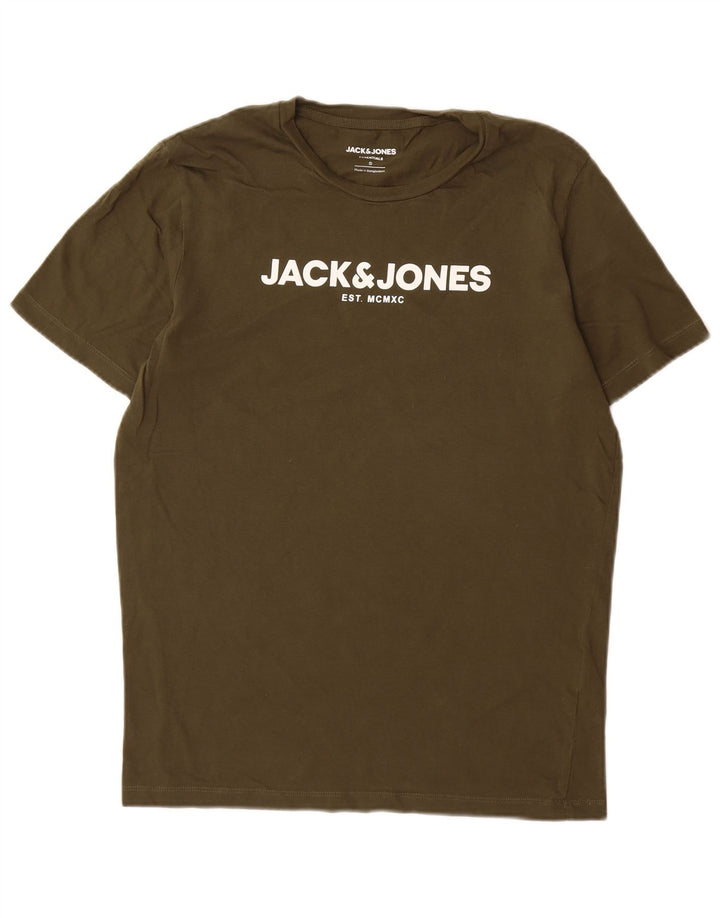 Jack & Jones Herren-T-Shirt mit Grafik, Größe S, Khaki, Baumwolle