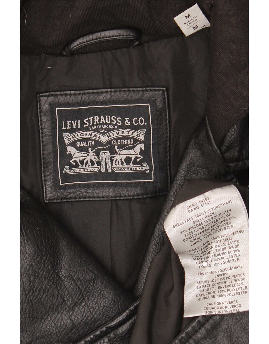 Levi's Damen-Bikerjacke aus Kunstleder mit Kapuze, UK 12, mittelschwarz
