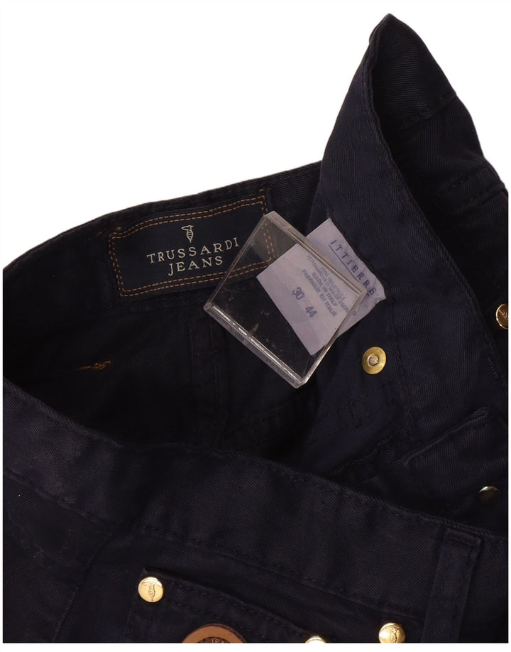 TRUSSARDI Damen-Freizeithose mit hoher Taille, Größe 44, Mittel W30 L27, Marineblau