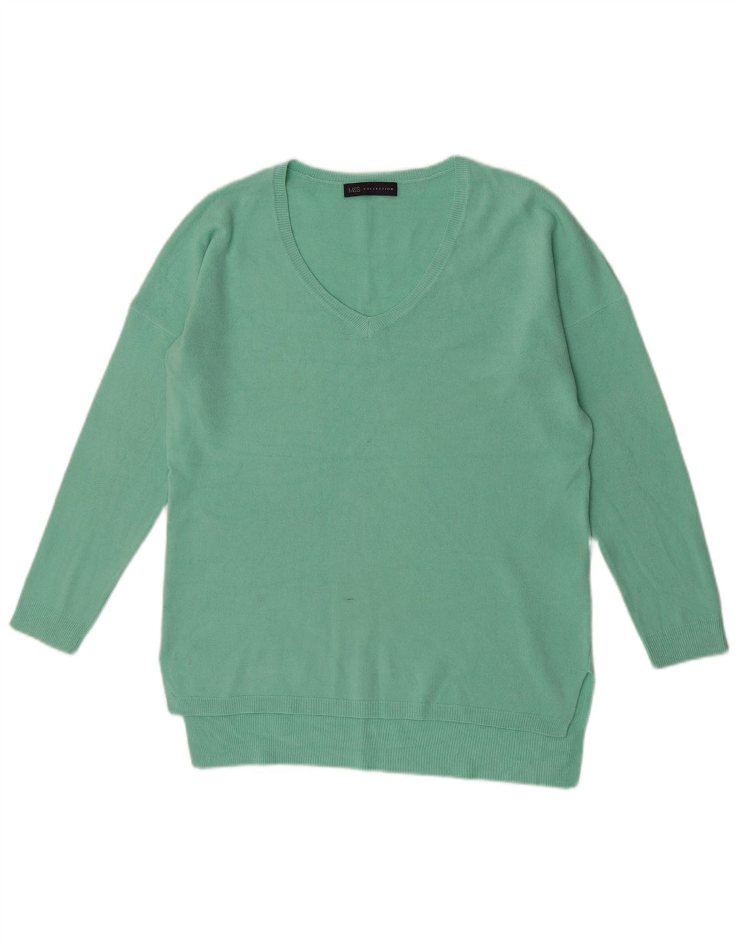 Marks & Spencer Damen-Pullover mit V-Ausschnitt, UK 12, Mittelgrün, Acryl