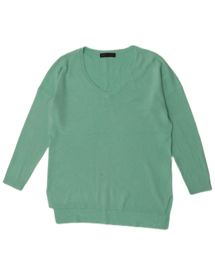 Marks & Spencer Damen-Pullover mit V-Ausschnitt, UK 12, Mittelgrün, Acryl