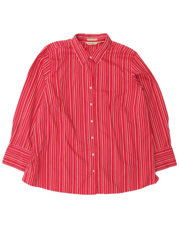 Eddie Bauer Damen-Hemd mit lockerer Passform, UK 24 3XL, rot gestreift, Baumwolle