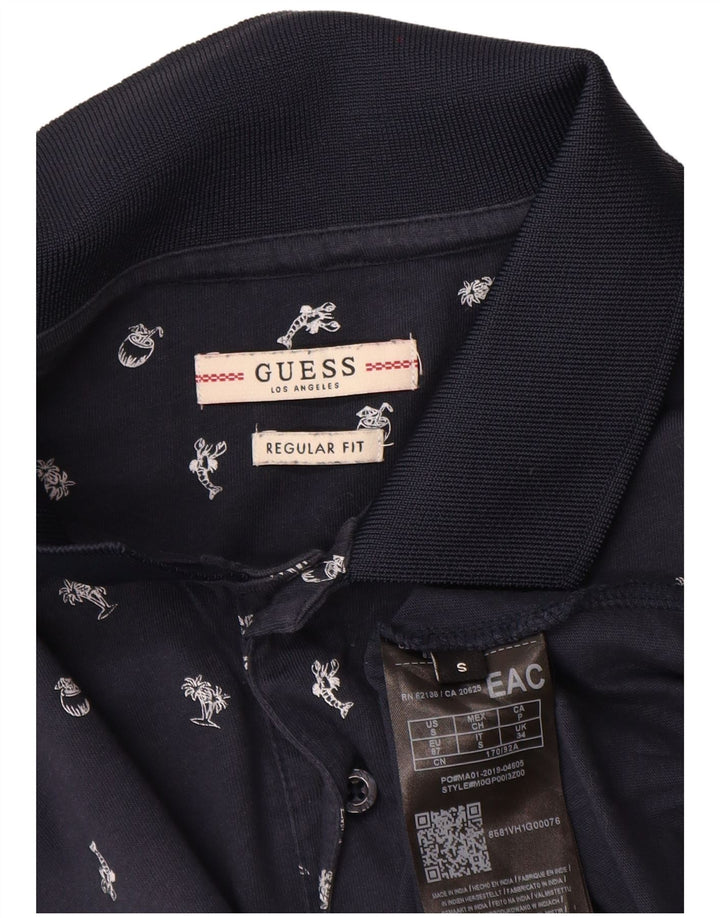 Guess Herren-Poloshirt mit normaler Passform, klein, marineblau gefleckte Baumwolle