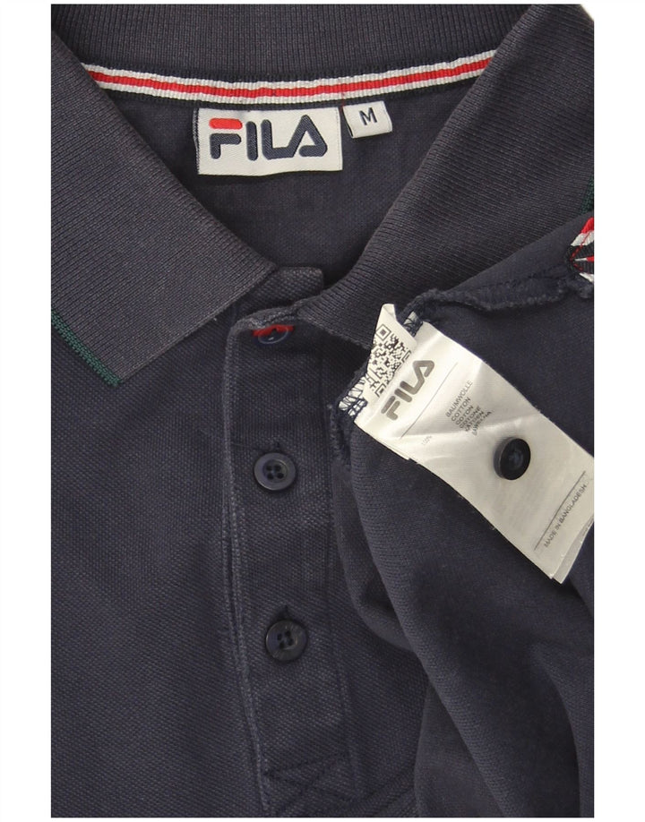 FILA Herren-Langarm-Poloshirt, mittelmarineblaue Baumwolle