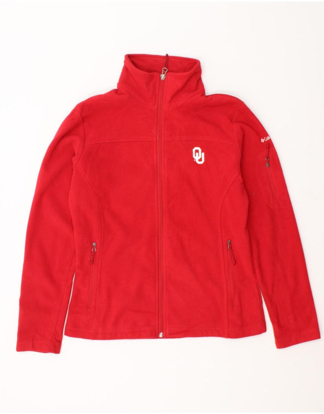 COLUMBIA Womens Fleece Jacket UK 14 Medium Red Polyester Vintage Columbia and Second-Hand Columbia from Messina Hembry 
