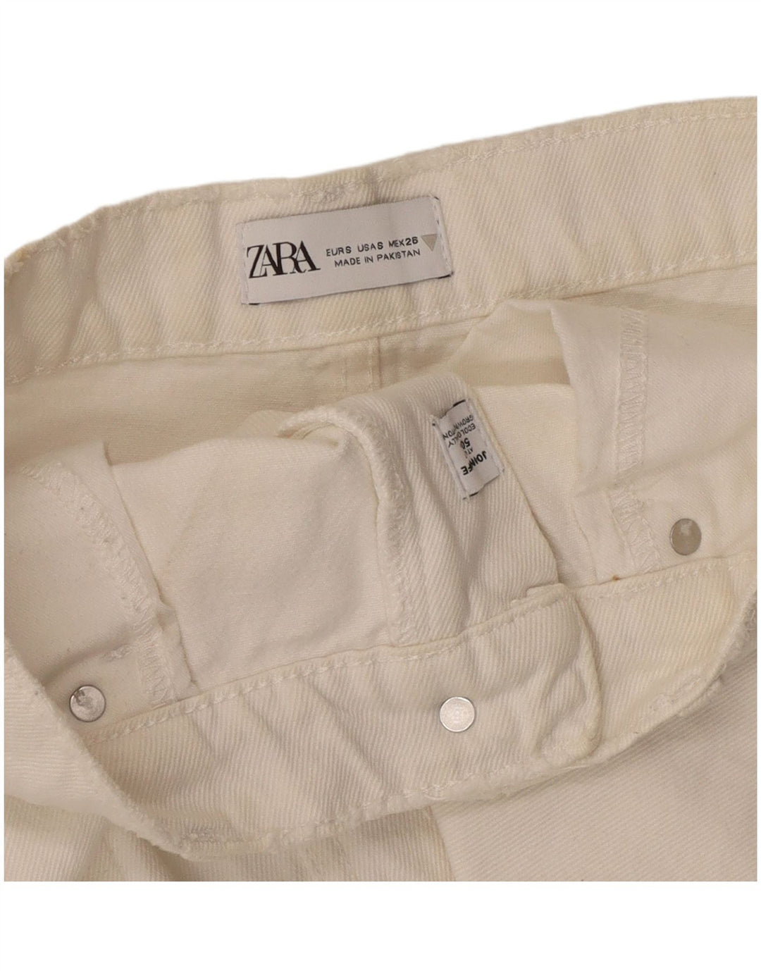 Zara Damen Jeansrock Small W28 Weiße Baumwolle