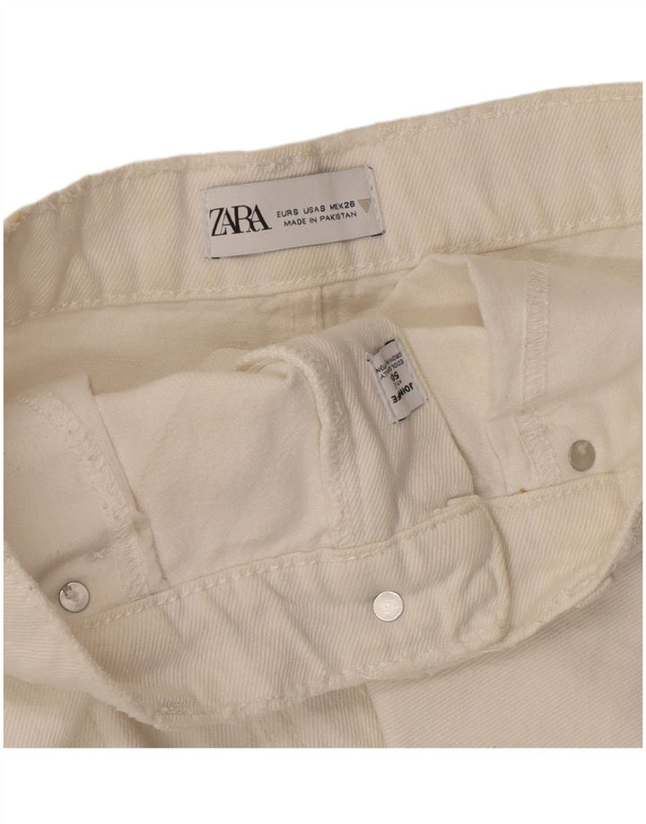Zara Damen Jeansrock Small W28 Weiße Baumwolle