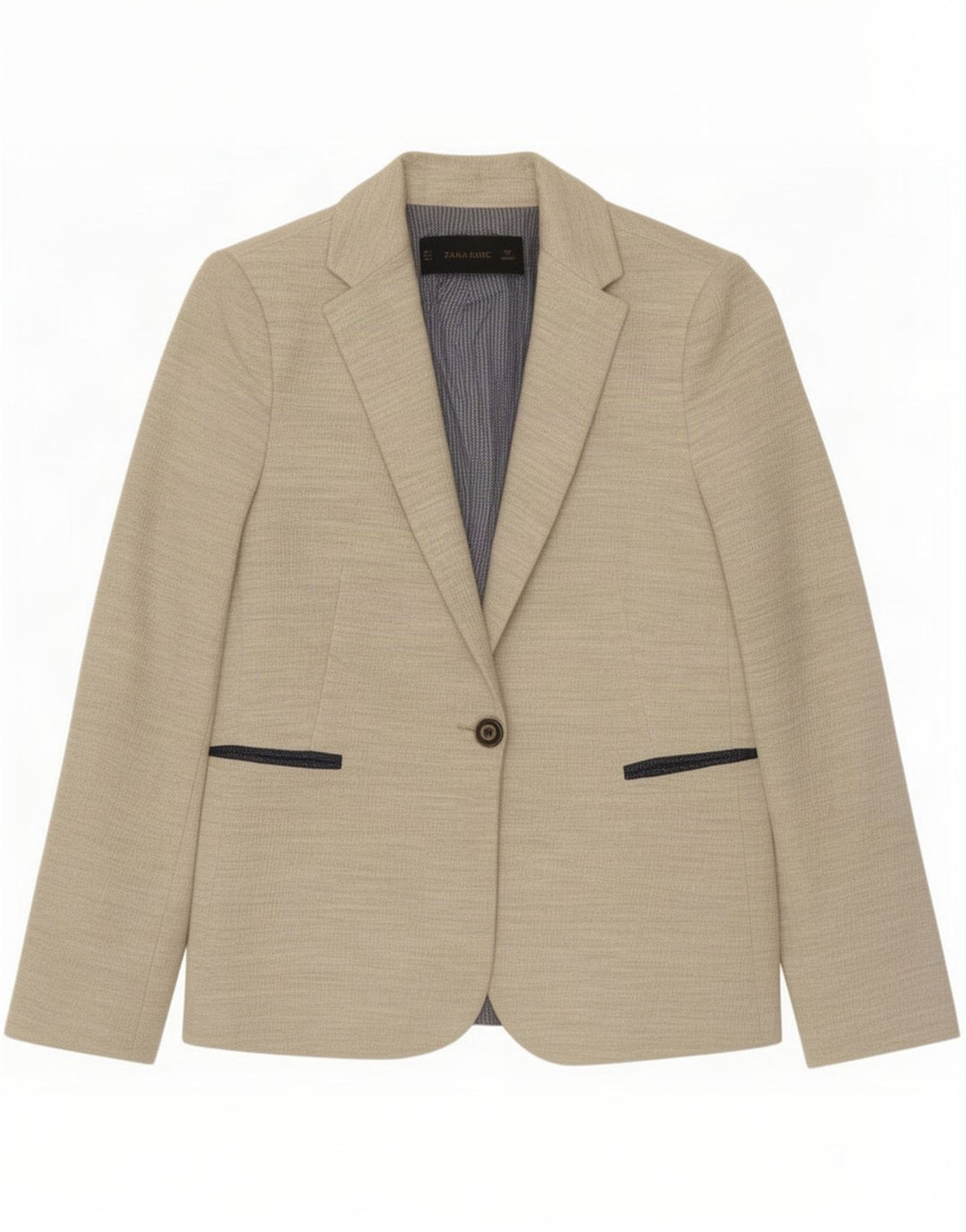 Zara Damen 1-Knopf-Blazerjacke UK 10 Small Beige