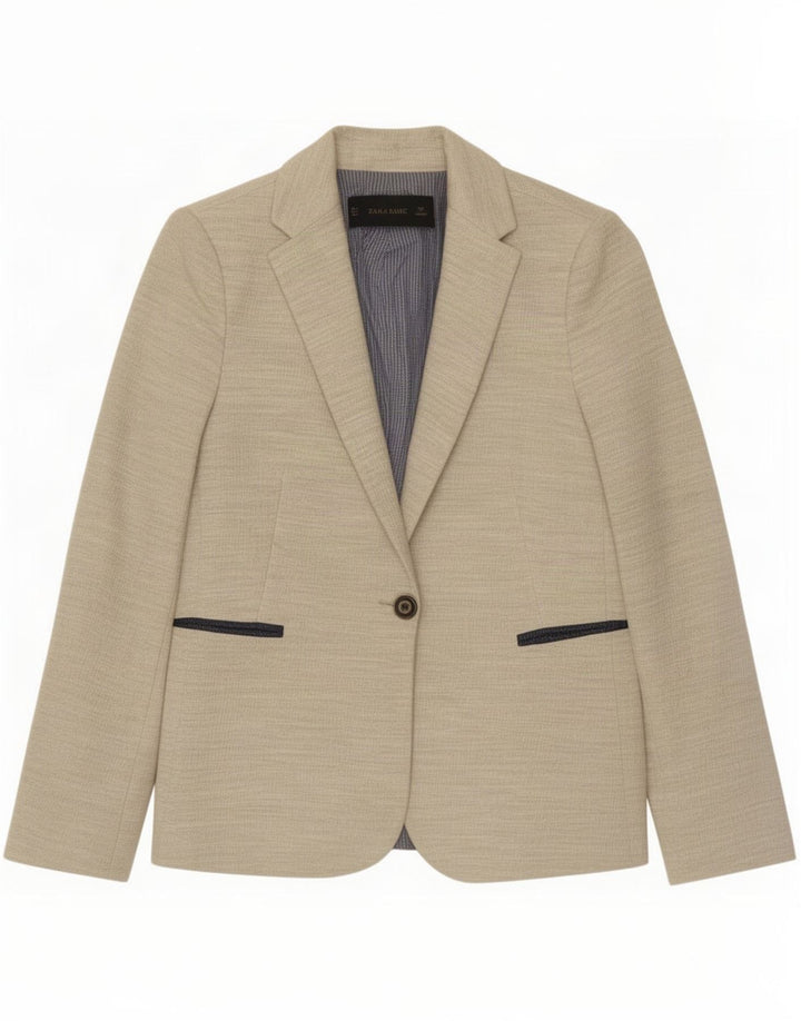 Zara Damen 1-Knopf-Blazerjacke UK 10 Small Beige