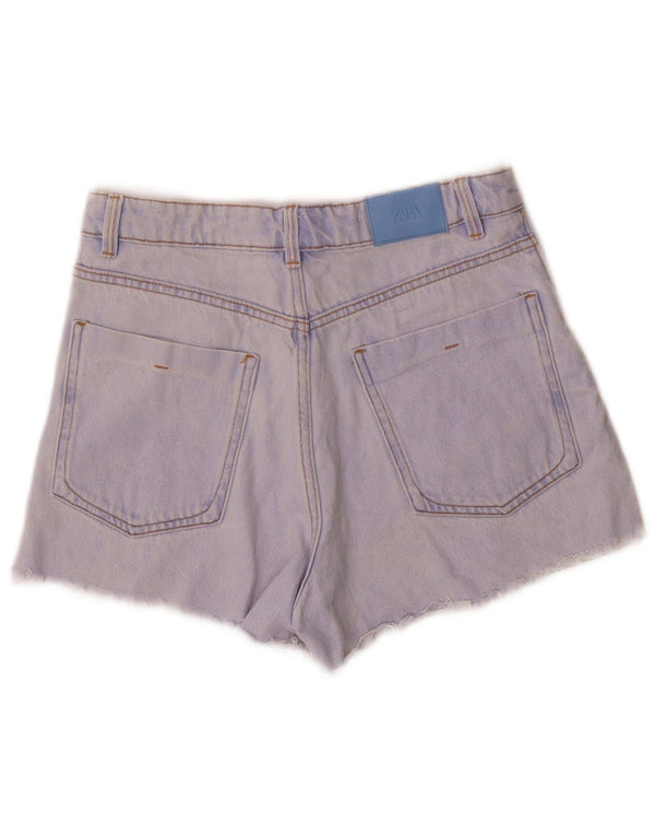 Zara Damen-Jeansshorts mit hoher Taille, EU 36, XS, W26, blaue Baumwolle